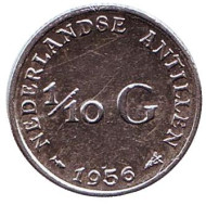 Монета 1/10 гульдена. 1956 год, Нидерландские Антильские острова.