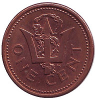 Монета 1 цент. 1990 год, Барбадос. Монета 1 цент. 1990 год, Барбадос.