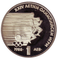 Монета 1 лев. 1988 год, Болгария. XXIV Летние Олимпийские Игры. Монета 1 лев. 1988 год, Болгария. XXIV Летние Олимпийские Игры.