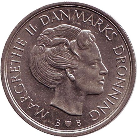 Монета 1 крона. 1981 год, Дания.