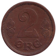 Монета 2 эре. 1923 год, Дания. Монета 2 эре. 1923 год, Дания.