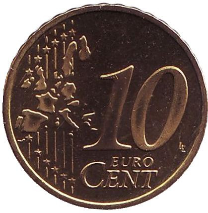 Монета 10 евроцентов. 2002 год, Ирландия.