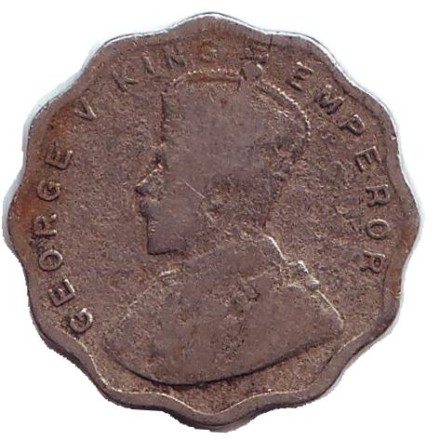 Монета 1 анна. 1925 год, Индия Британская. (Без отметки монетного двора)