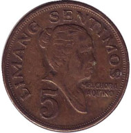 Монета 5 сентимо. 1970 год, Филиппины.