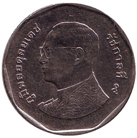 Монета 5 батов. 2012 год, Таиланд. Мраморный храм.