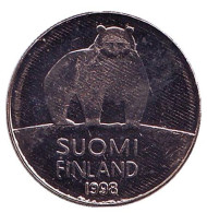 Монета 50 пенни. 1998 год, Финляндия. UNC. Медведь. Монета 50 пенни. 1998 год, Финляндия. UNC. Медведь.