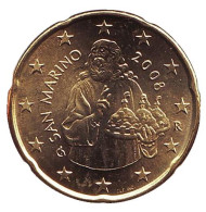 Монета 20 центов. 2008 год, Сан-Марино.