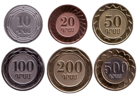 Набор монет Армении (6 шт.). 2023 год, Армения. 30 лет национальной валюте.