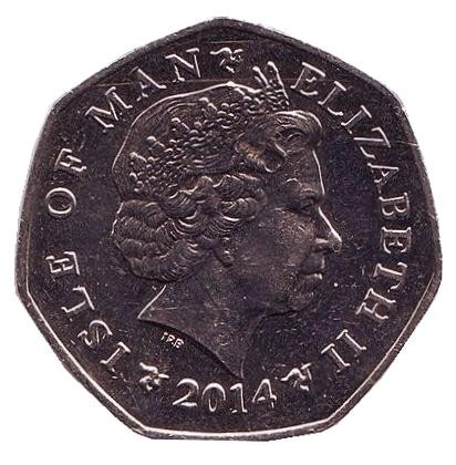 Монета 50 пенсов. 2014 год, Остров Мэн. (BB) Башня Милнера. Монета 50 пенсов. 2014 год, Остров Мэн. (BB) Башня Милнера.