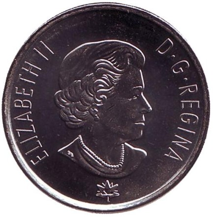 Монета 25 центов. 2017 год, Канада. 150 лет Конфедерации Канада. Надежда на зелёное будущее. (Цветная).