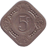 Монета 5 центов. 1923 год, Нидерланды. Монета 5 центов. 1923 год, Нидерланды.