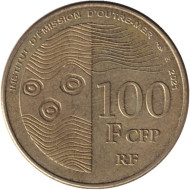 Монета 100 франков. 2021 год, Французские тихоокеанские территории. Монета 100 франков. 2021 год, Французские тихоокеанские территории.