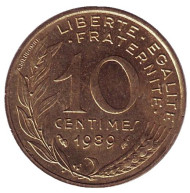 Монета 10 сантимов. 1989 год, Франция. Монета 10 сантимов. 1989 год, Франция.