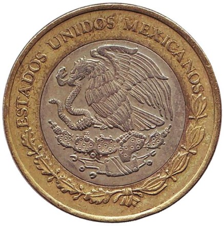 Монета 10 песо. 2016 год, Мексика. Тонатиу. Ацтекский солнечный камень. Орёл. Монета 10 песо. 2016 год, Мексика. Тонатиу. Ацтекский солнечный камень. Орёл.