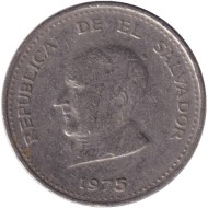 Монета 25 сентаво. 1975 год, Сальвадор. Монета 25 сентаво. 1975 год, Сальвадор.