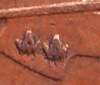 Монета 1 пенни, 1991 год, Остров Мэн. (AA сдвинуты) Токарный станок.