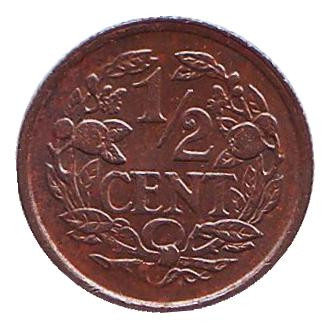 Монета 1/2 цента. 1938 год, Нидерланды.