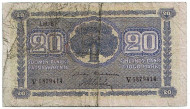 Банкнота 20 марок. 1945 год, Финляндия. (Litt. B) Банкнота 20 марок. 1945 год, Финляндия. (Litt. B)