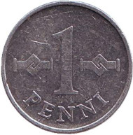 Монета 1 пенни. 1971 год, Финляндия. Монета 1 пенни. 1971 год, Финляндия.