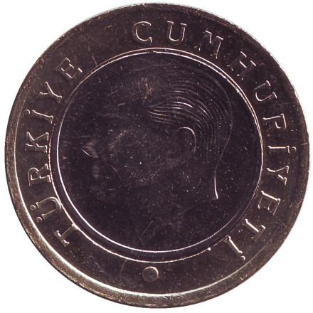 Монета 1 лира. 2019 год, Турция. UNC. Монета 1 лира. 2019 год, Турция. UNC.