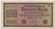 Рейхсбанкнота 1000 марок. 1922 год, Веймарская республика. Рейхсбанкнота 1000 марок. 1922 год, Веймарская республика.