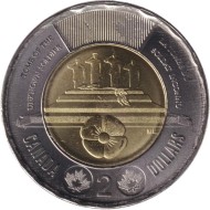 Монета 2 доллара. 2025 год, Канада. Чествование неизвестного солдата Канады.