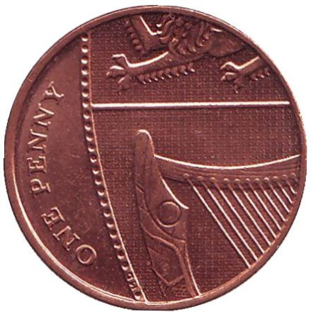 Монета 1 пенни. 2014 год, Великобритания.