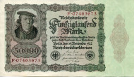 Рейхсбанкнота 50000 марок. 1922 год, Веймарская республика. Рейхсбанкнота 50000 марок. 1922 год, Веймарская республика.