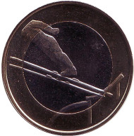 Монета 5 евро. 2016 год, Финляндия. Прыжки с трамплина.