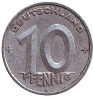Монета 10 пфеннигов. 1950 (A) год, ГДР. Монета 10 пфеннигов. 1950 (A) год, ГДР.