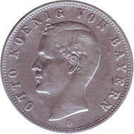 Монета 2 марки. 1907 год, Германская империя. Бавария. Монета 2 марки. 1907 год, Германская империя. Бавария.