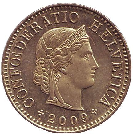Монета 5 раппенов. 2009 год, Швейцария. Монета 5 раппенов. 2009 год, Швейцария.