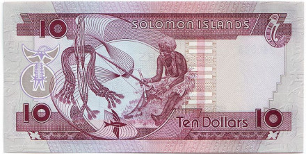 Банкнота 10 долларов. 1986 год, Соломоновы острова. Банкнота 10 долларов. 1986 год, Соломоновы острова.