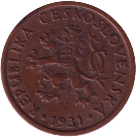 Монета 10 геллеров. 1931 год, Чехословакия.