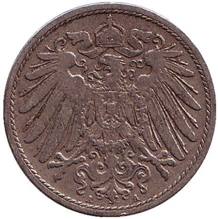 Монета 10 пфеннигов. 1900 год (A), Германская империя.