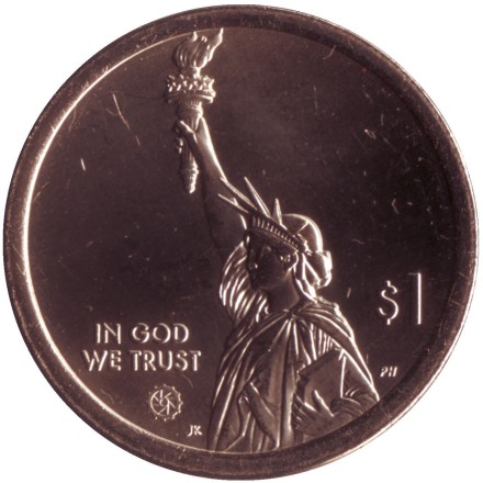 Монета 1 доллар. 2021 год (D), США. Эри-Канал. Серия "Американские инновации". Штат Нью-Йорк.