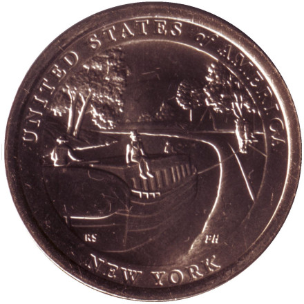 Монета 1 доллар. 2021 год (D), США. Эри-Канал. Серия "Американские инновации". Штат Нью-Йорк.