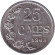 Монета 25 сантимов. 1965 год, Люксембург. 