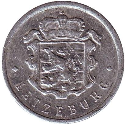 Монета 25 сантимов. 1965 год, Люксембург. 