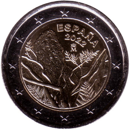 Монета 2 евро. 2022 год, Испания. ЮНЕСКО - Национальный парк Гарахонай.