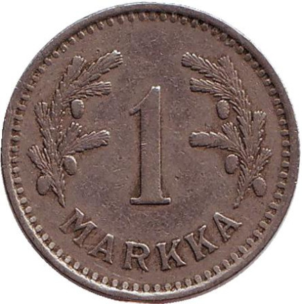 Монета 1 марка. 1929 год, Финляндия.