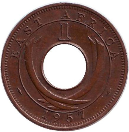 Монета 1 цент. 1957 год (H), Восточная Африка.