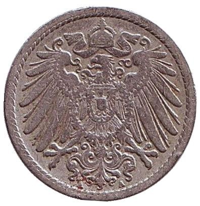 Монета 5 пфеннигов. 1899 год (A), Германская империя.