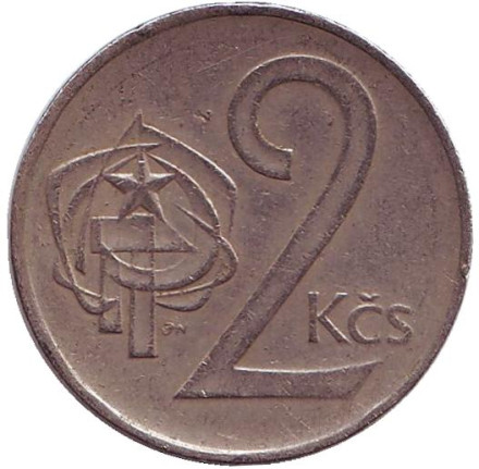Монета 2 кроны. 1973 год, Чехословакия.