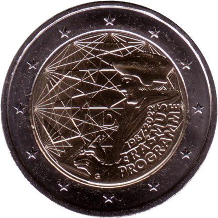 Монета 2 евро. 2022 год, Германия. 35 лет программе Эразмус.