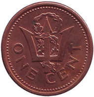 Монета 1 цент. 1991 год, Барбадос. Монета 1 цент. 1991 год, Барбадос.