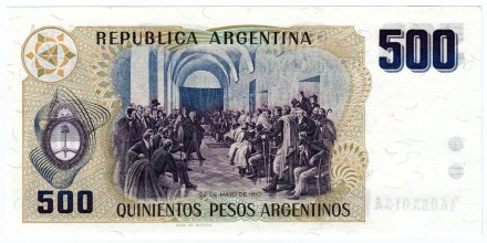 Банкнота 500 песо. 1984 год, Аргентина.