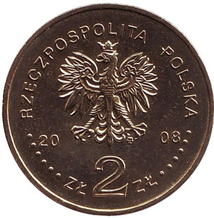 Монета 2 злотых, 2008 год, Польша. 90-летие восстановления независимости Польши.