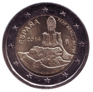 Монета 2 евро, 2014 год, Испания. Работы Гауди в Барселоне. Монета 2 евро, 2014 год, Испания. Работы Гауди в Барселоне.