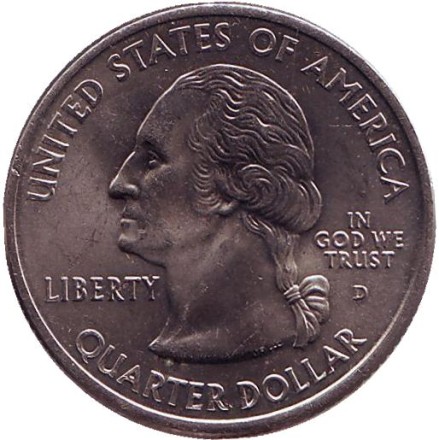 Монета 25 центов (D). 2002 год, США. Луизиана. Штат № 18.